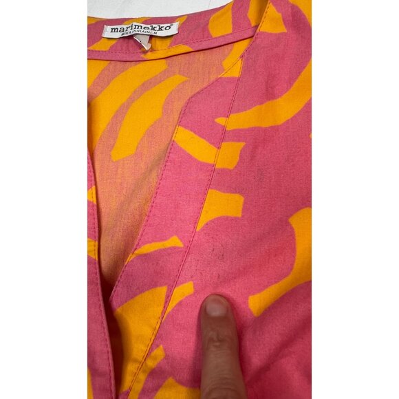 Vintage Marimekko Mika Piirainen Tunic Dress Pink Orange Swirl Print 36 US 6 - Picture 12 of 14